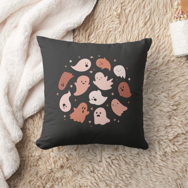 Coussin Fantôme de Halloween rose orange mignon (Couverture)