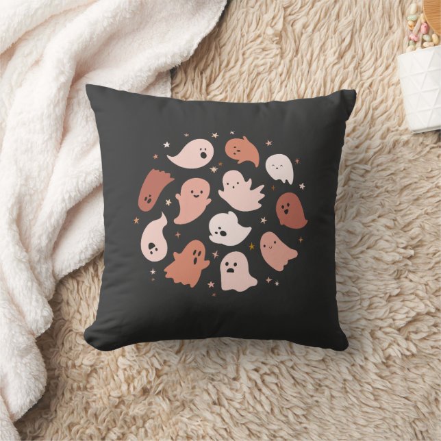Coussin Fantôme de Halloween rose orange mignon (Couverture)