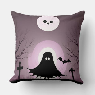 Coussin Fantôme d'Halloween avec chauves-souris et pleine