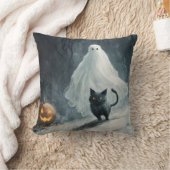 Coussin Fantôme d'Halloween et chat noir (Couverture)