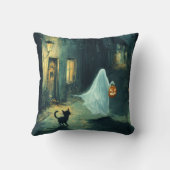 Coussin Fantôme d'Halloween et chat noir (Verso)