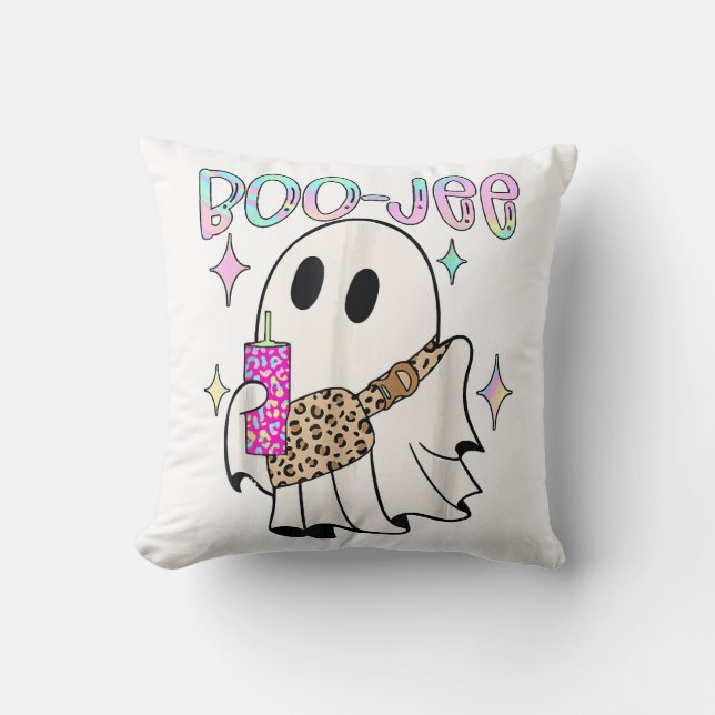 Coussin Fantôme drôle d'Halloween Boo Jee (Recto)