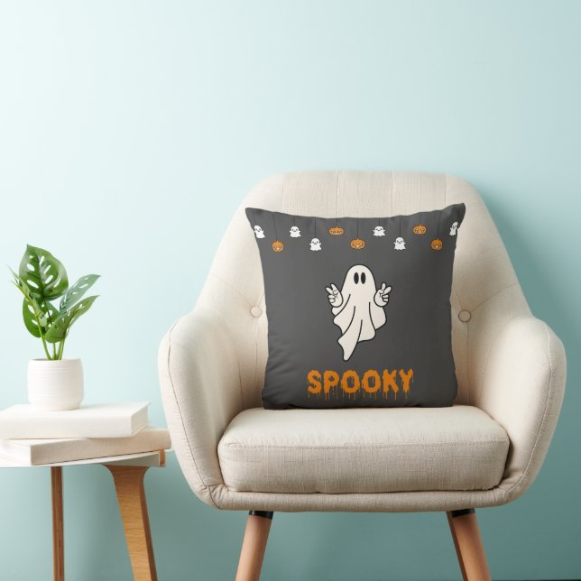 Coussin Fantôme éffrayant avec Jack O' Lanterns Halloween  (Chaise)