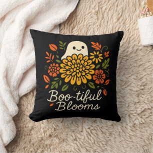 Coussin Fantôme floral d'Halloween - Fleurs d'automne Éffr