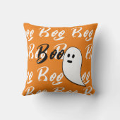 Coussin Fantôme Halloween noir blanc orange boo (Verso)