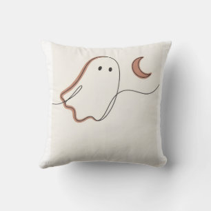 Coussin Fantôme minimaliste et lune croissante Halloween É