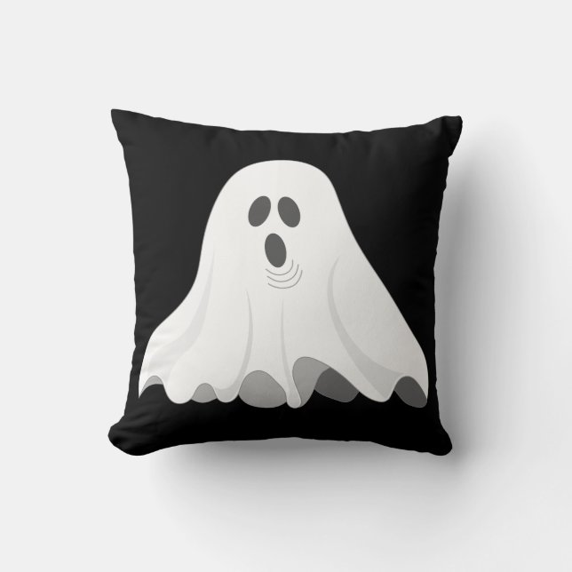 Coussin Fantôme noir et blanc de Halloween (Recto)