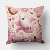 Coussin Fantôme rose Boo Friendly Halloween Citrouille (Verso)