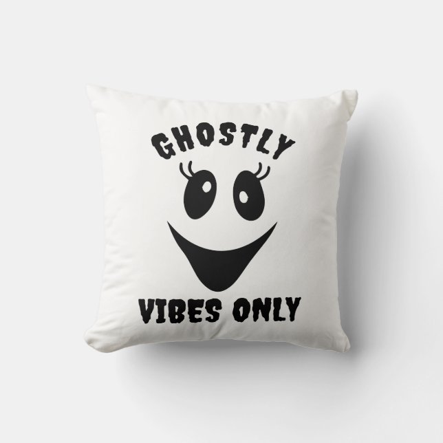 Coussin Fantôme Visage Vibes Fantomatiques Seulement Hallo (Recto)