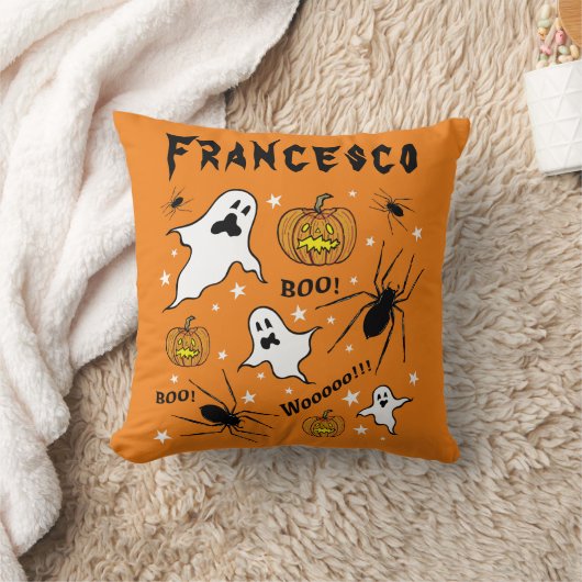Coussin Fantômes, Citrouilles et araignée d'Halloween pers (Couverture)