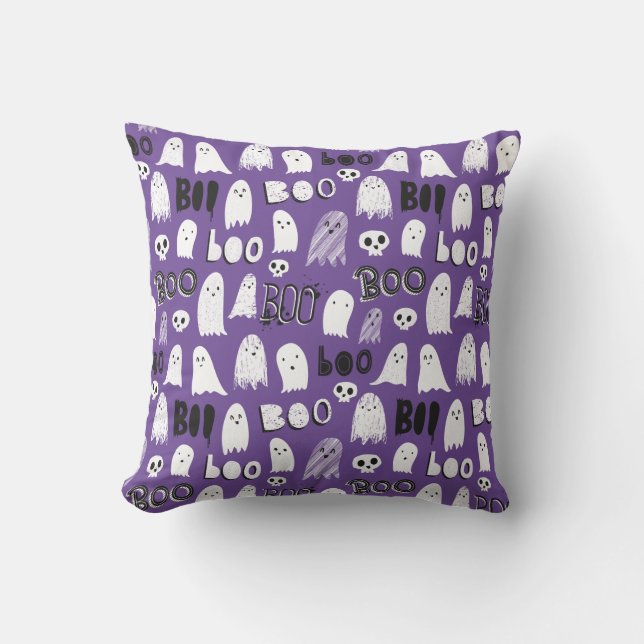 Coussin Fantômes, crânes et Boo Éffrayants (Recto)