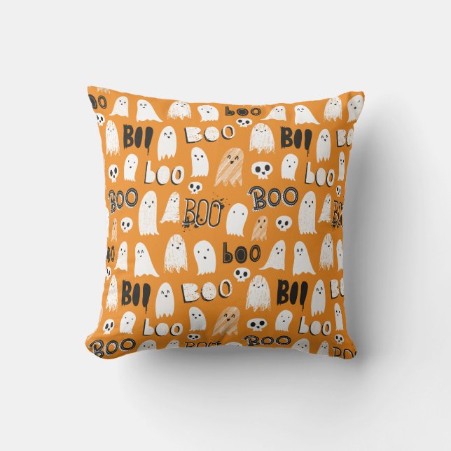 Coussin Fantômes, crânes et Boo Éffrayants (Recto)