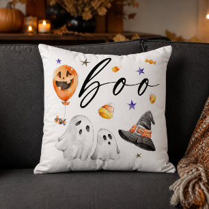 Coussin Fantômes et chapeau de sorcière Boo aquarelle Hall