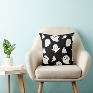 Coussin Fantômes modernes et adorables Halloween noir