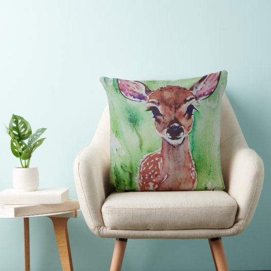 Coussin faon bébé à l'aquarelle (Chaise)