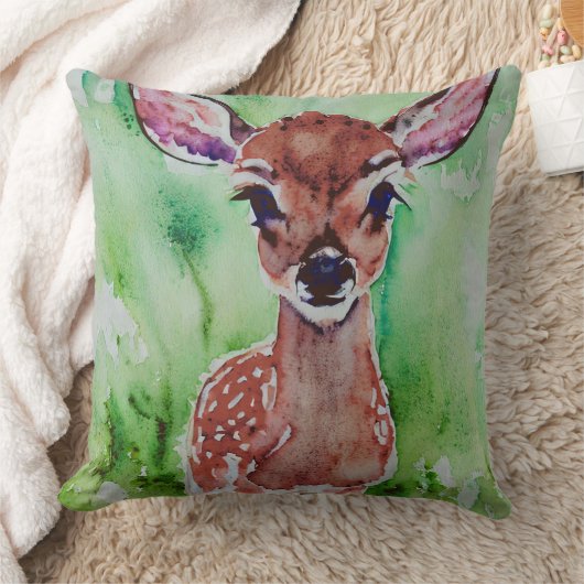 Coussin faon bébé à l'aquarelle (Couverture)