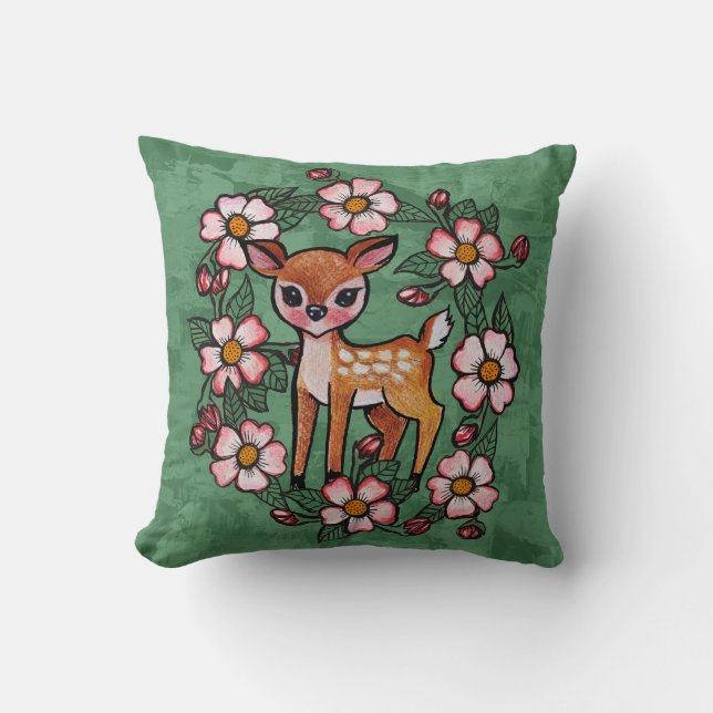 Coussin Faon floral                                        (Recto)