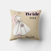 Coussin Fashion Bride Neutral Bride Date Nom (Verso)