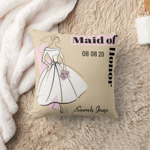 Coussin Fashion Bride Neutre Maid of Honor rose retour