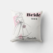Coussin Fashion Bride Pink Bride Date Nom rose retour (Recto)