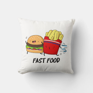 Coussin Fast Food Burger Drôle Et Fries Pun