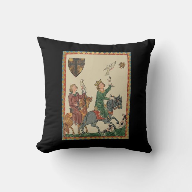 Coussin Fauconnerie, Codex Manesse du XIVe siècle (Recto)