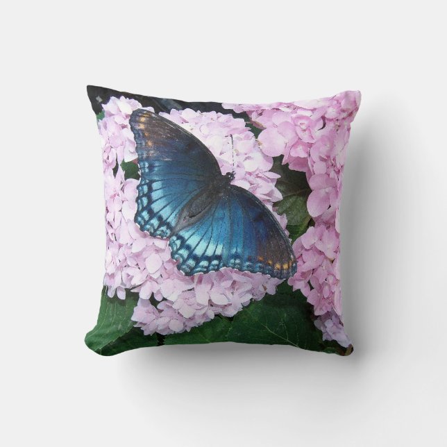 Coussin Faune florale de fleurs de papillon de machaon (Recto)