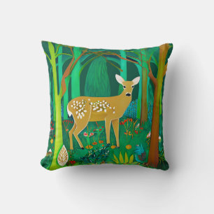 Coussin Faune tachetée dans un cadre forestier Imaginaire