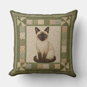 Coussin Fausse courtepointe de chat siamois