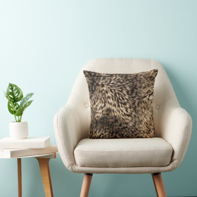 Coussin Fausse fourrure marron (Chaise)