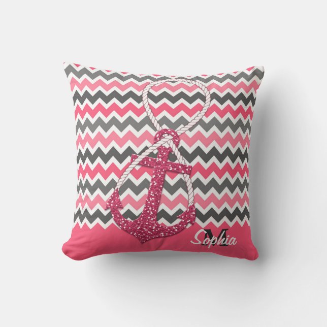 Coussin fausse parties scintillant ancre nautique symbole  (Recto)