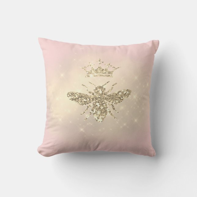 Coussin fausse parties scintillant queen bebe rose (Recto)