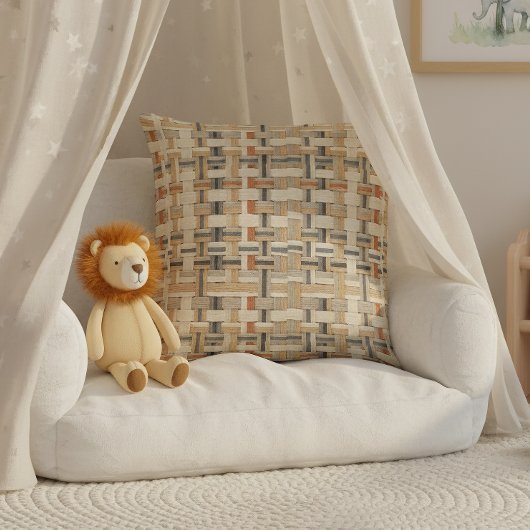 Coussin Fausse toile de jute géométrique tissage Pat#3 ID1