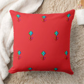 Coussin Fauteuil bleu fleur rouge foncé (Couverture)