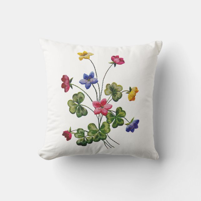 Coussin Faux brodé en bois coloré Sorrel (Recto)