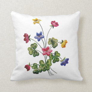 Coussin Faux brodé en bois coloré Sorrel