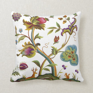 Coussin Faux Broderie - Arbre De Vie Crewel Jacobéen