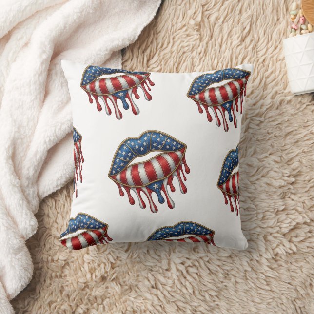 Coussin Faux Broderie Or Patriote Lèvres (Couverture)