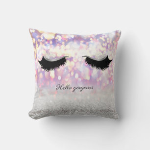Coussin Faux cils rose argenté moderne et tendance avec Bo