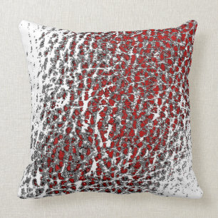 Coussin Faux Cuir Abstrait Mélange noir blanc et rouge