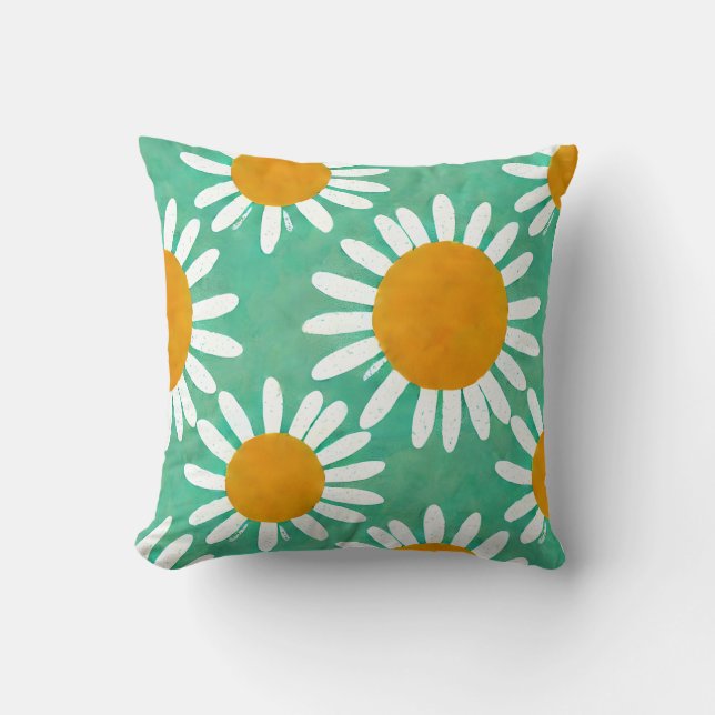 Coussin Faux Cutout Daisy Folk Art Inspiré (Recto)