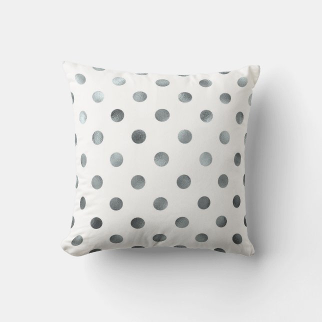 Coussin Faux Faux Foil Polka Point blanc (Recto)
