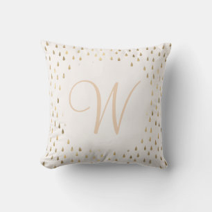 Coussin Faux foil or pluie gouttes de monogramme tendance