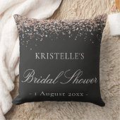 Coussin Faux Glitter Pink Black Bridal Shower Personalized (Couverture)
