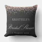Coussin Faux Glitter Pink Black Bridal Shower Personalized (Recto)