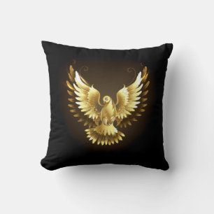 Coussin Faux Gold Foil Peace Dove en noir