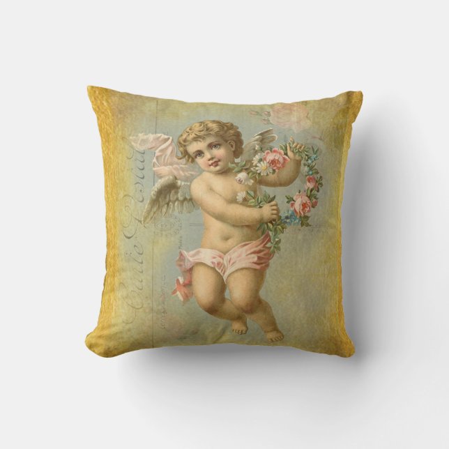 Coussin Faux Gold, Valentine Cherub sur le arrière - plan  (Recto)