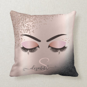 Coussin Faux Lashes Black Rose Gold Parties scintillant Di