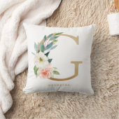 Coussin Faux papier d'or floral Lettre G Monogramme (Couverture)