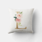 Coussin Faux papier d'or floral lettre L monogramme (Verso)